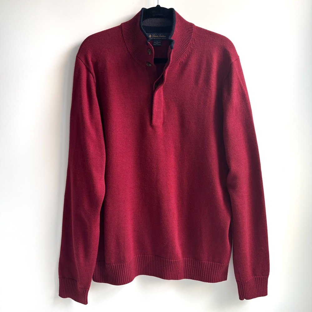 Brooks Brothers Extra Fine Italian Merino Wool Pull On Sweater Dark Red Maroon L
